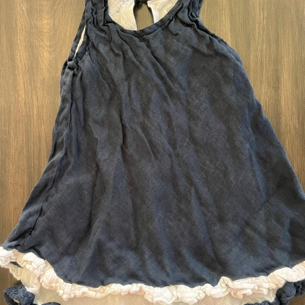 Girls L'ago Magico Navy 100% Linen Dress